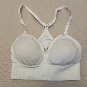 Under Armour White Padded Racerback Sports Bralette